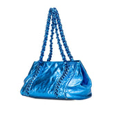 シャネル ラグジュアリーライン ココマーク トートバッグ ブルー レザー レディース CHANEL 【中古】